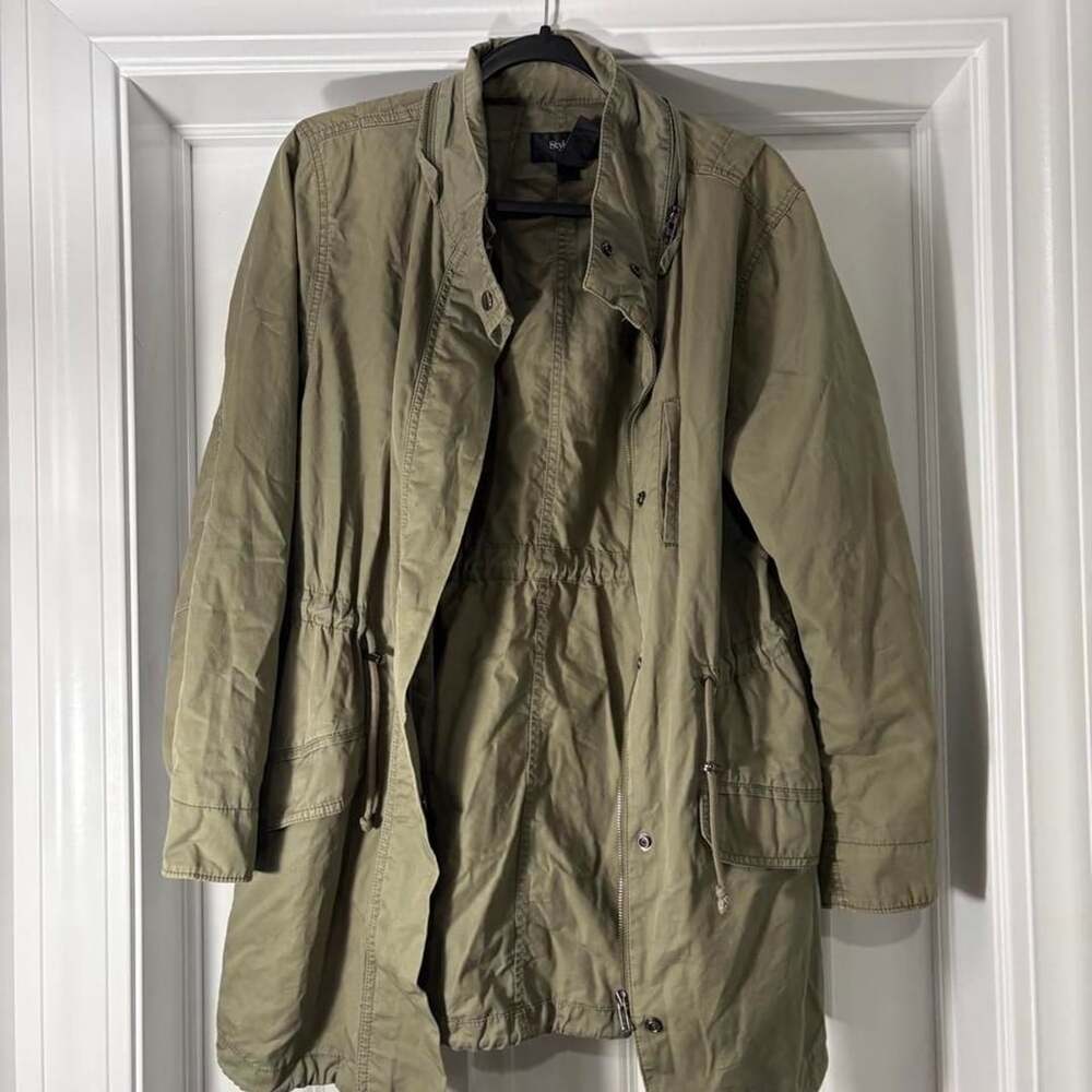 Style & Co. Utility Trench Coat Khaki Green M